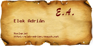 Elek Adrián névjegykártya